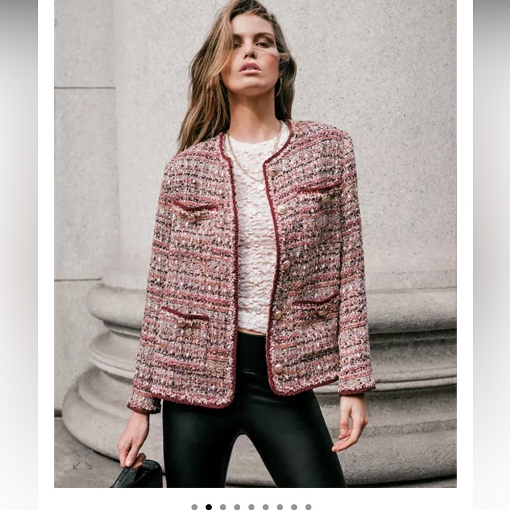 Aqua Multicolor Tweed Blazer